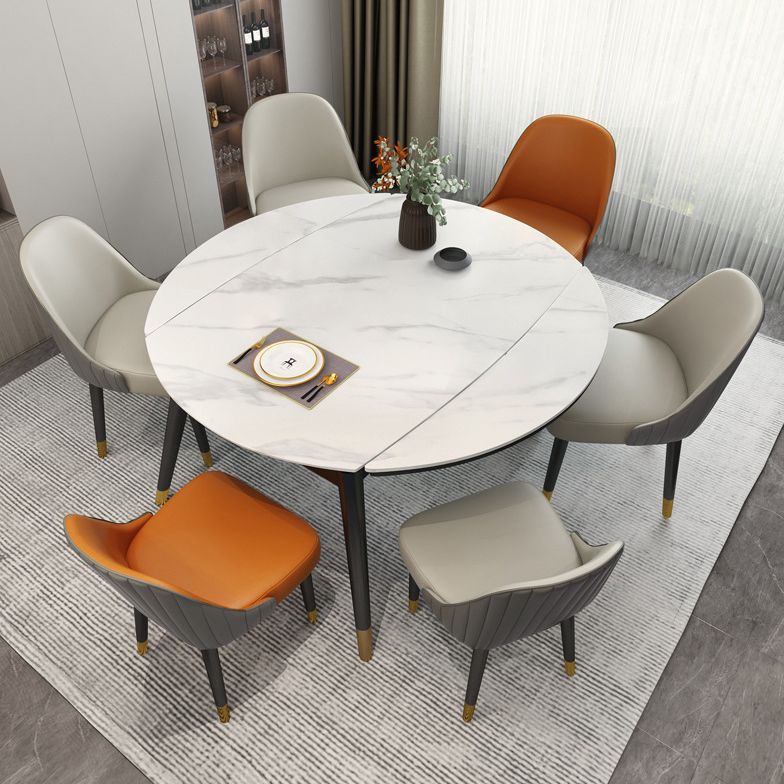 Modern Style Sintered Stone White Dining Room Set with Round Table Dining Table Furniture