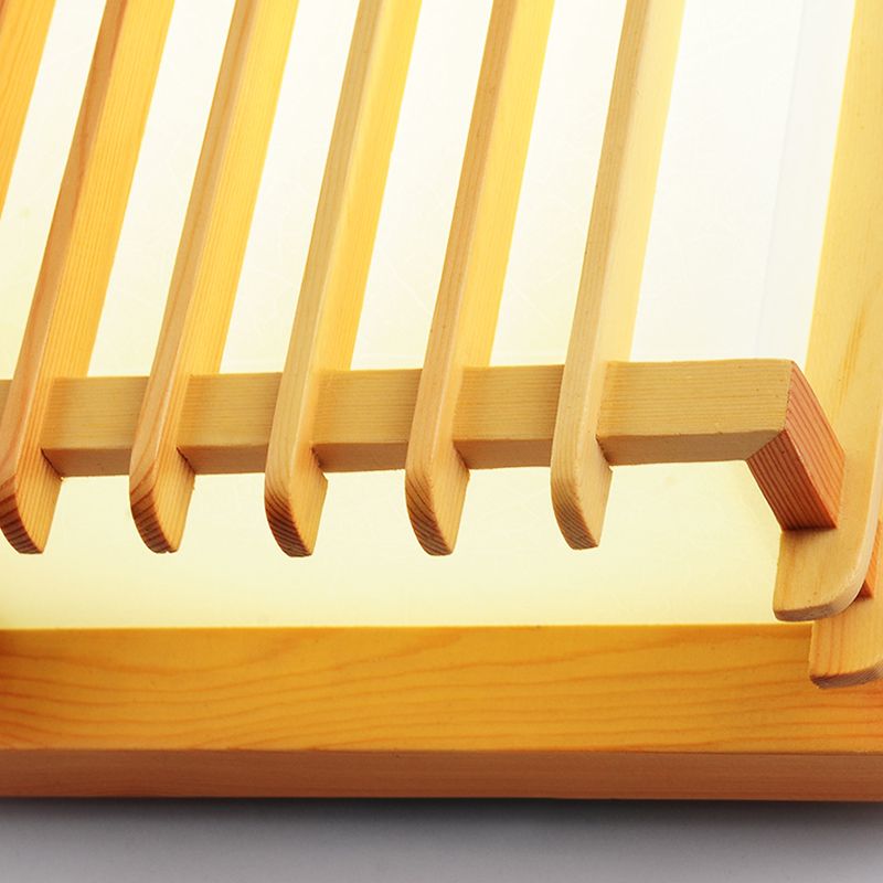 Japanese Style Wooden Wall Light Cuboid LED Wall Lamp with PVC Shade for Living Room