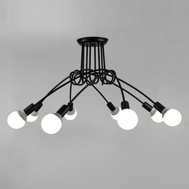 Industrial Style Ceiling Light Metal Multi Head Semi Flush-mount Lamp for Living Room
