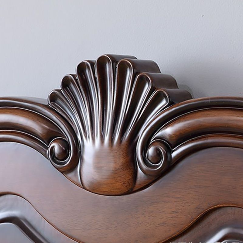 84.65 inch Wide Rustic Bed Frame Rubberwood Panel Bed with Headboard