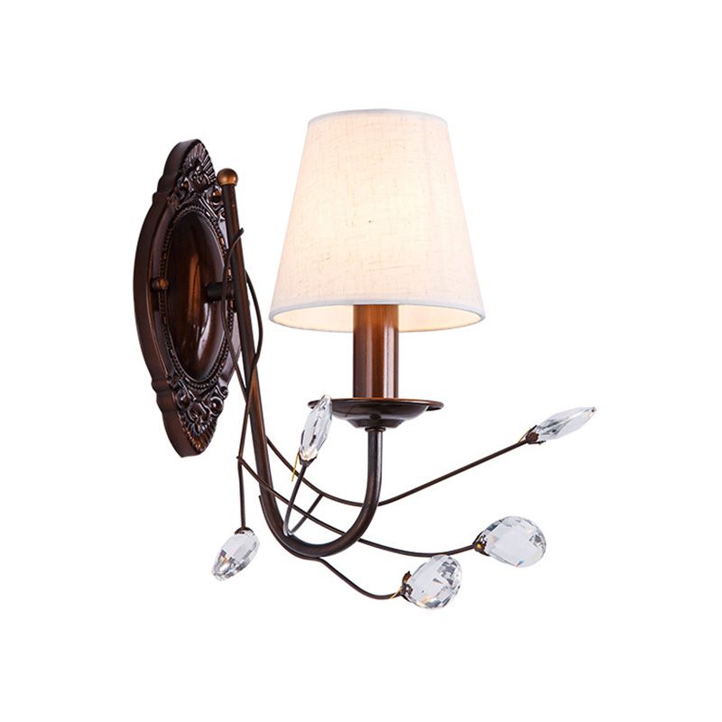 Distonidad de pared de tela cónica Estilo moderno 1/2 Ligera blanca de luz con acento de cristal transparente