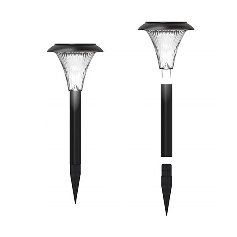 Conical Solar Ground Light Decorative Plastic Courtyard LED Stake Lighting, Black