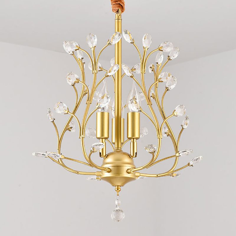 Chandelier de bougie de campagne 3 luminaires de pendentif en cristal de tête pour la salle à manger