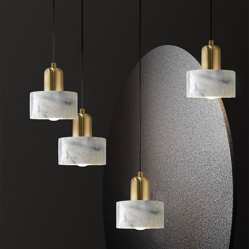Nordic 1-Light Pendant Light, Minimalist Marble Hanging Light for Living Room