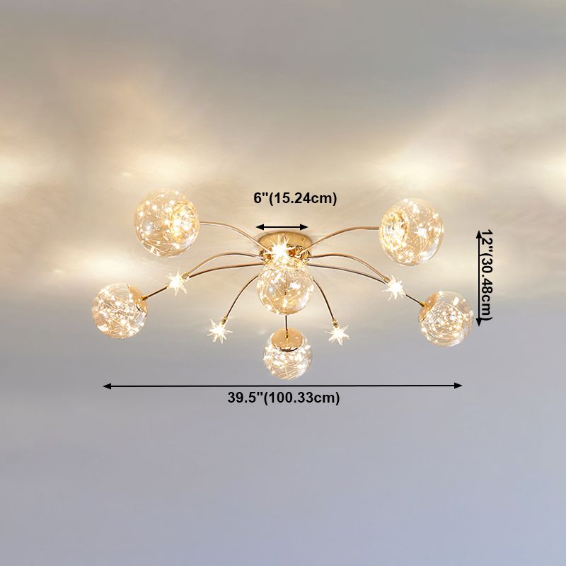 Plafonnier LED de forme radiale, montage encastré en fer moderne pour salon et chambre à coucher