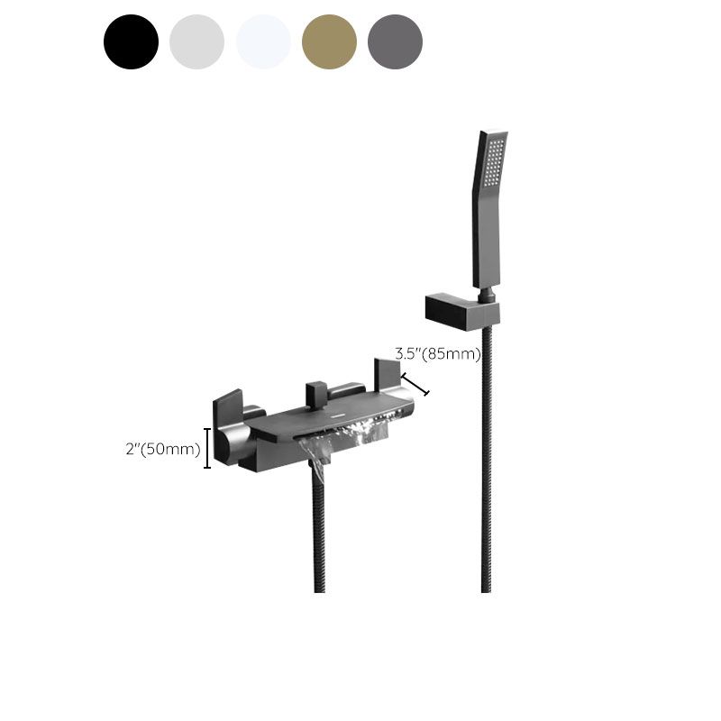 Modern Tub Faucet Trim Copper with Handles and Diverter Wall Mount Bath Filler Trim