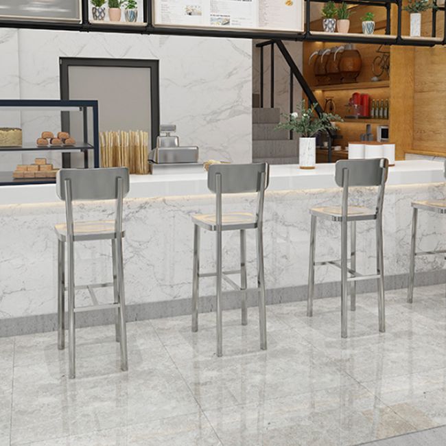 Industrial Style Counter Stool Silver Metal Barstool for Living Room