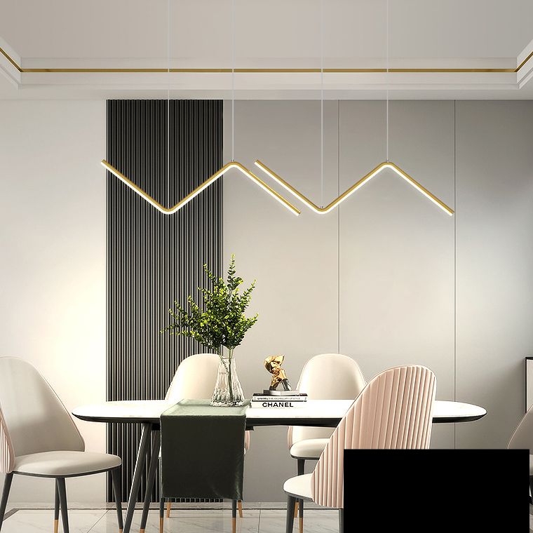 Polyline Island Chandelier Lights Simplicity Aluminum Chandelier Lighting Fixtures for Dining Table