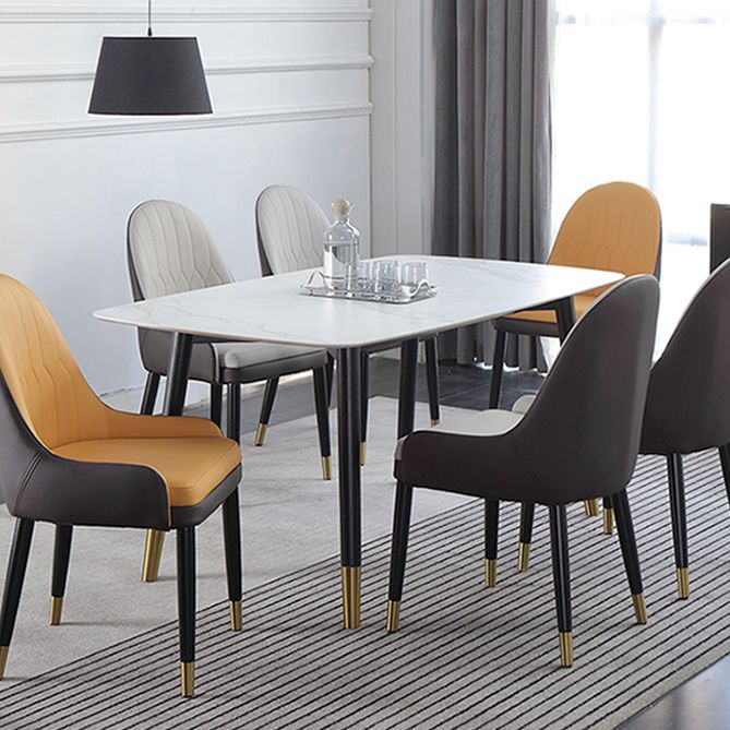 Mid-Century Rectangle Dining Table Stone Dining Table with 4 Legs