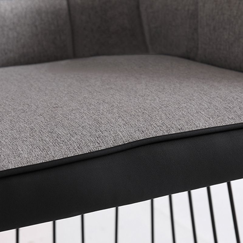 Industrial Metal Base Dining Chair Upholstered Dining Arm Chair