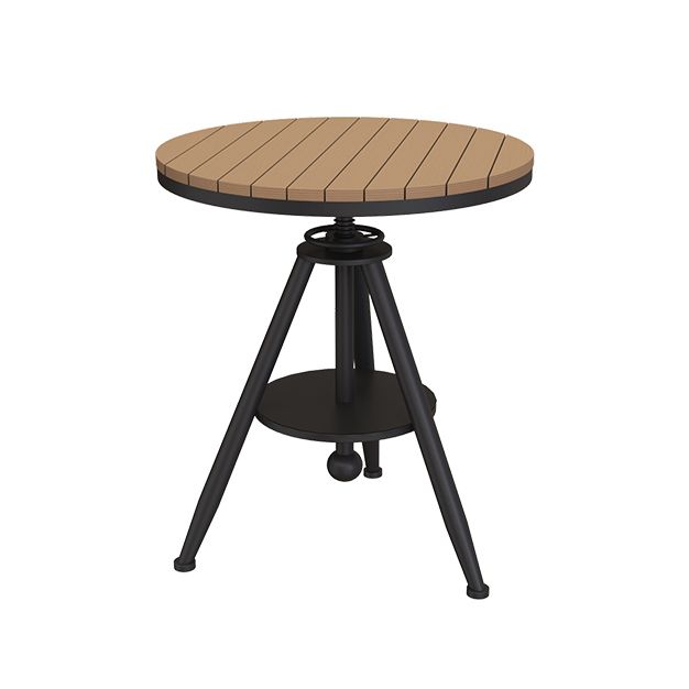 Modern Round Dining Table Metal Pedestal Casual Adjustable Height Dining Table