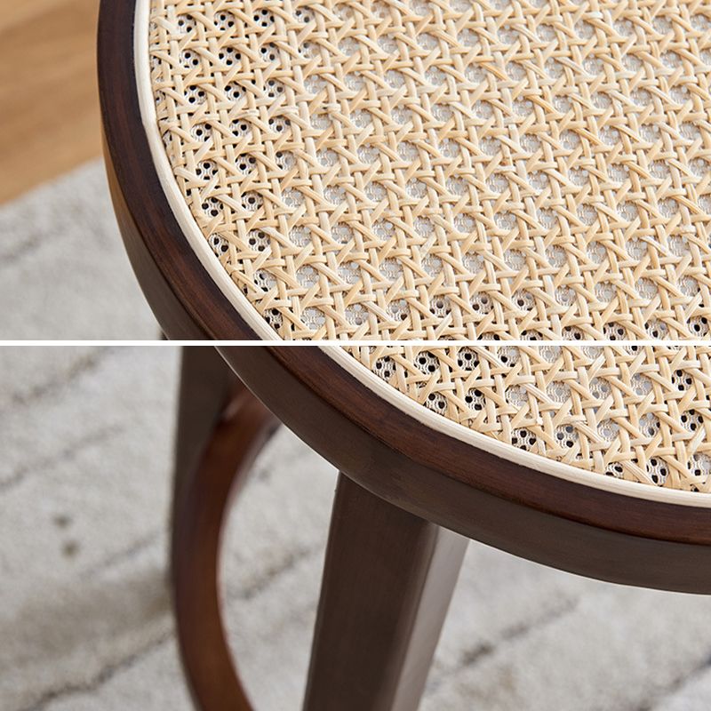 Modern Style Counter Stool Rubberwood Wood Armless Barstool with Footrest