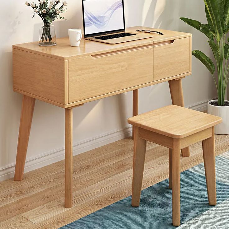Mirror Solid Wood Make-up Vanity Bedroom Flip-Top Dressing Table