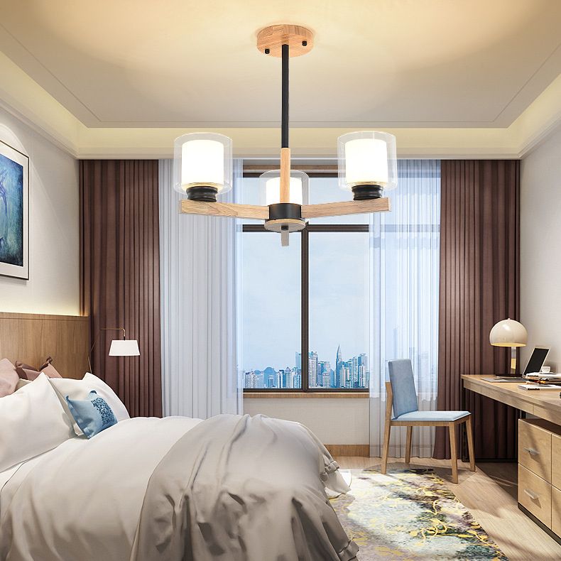 Lampade per lampadario moderno cilindri kit di luce sospesa in legno per soggiorno