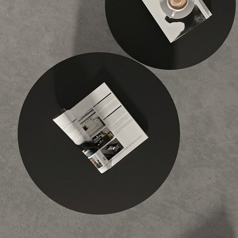 Pedestal Metal Coffee Table Round Black/White Cocktail Table