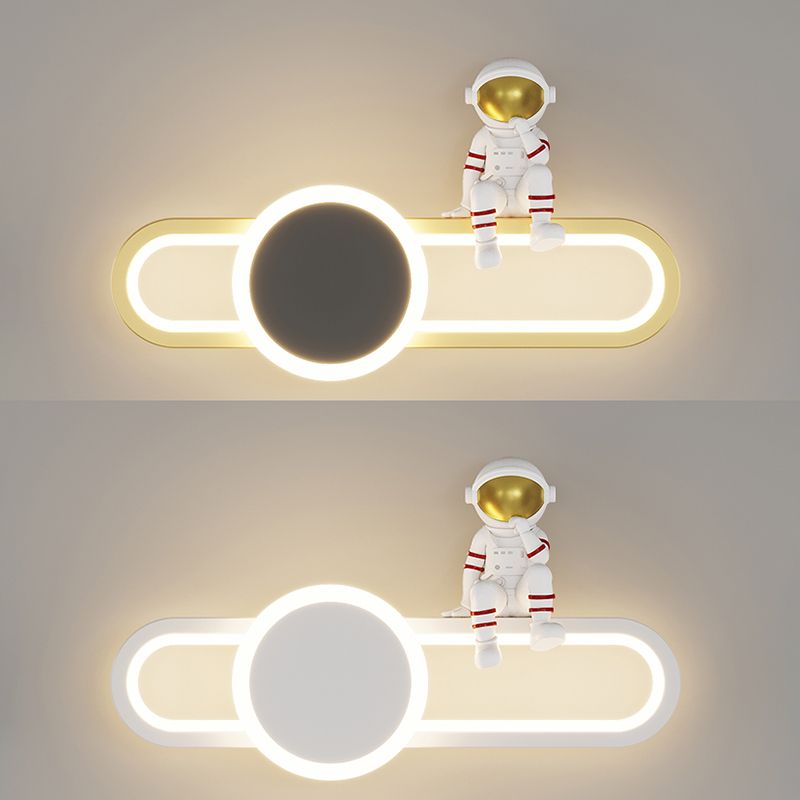 Nordic Style Iron Wall Light Ellipse Shape Wall Lamp for Children's Room (Included Doll)