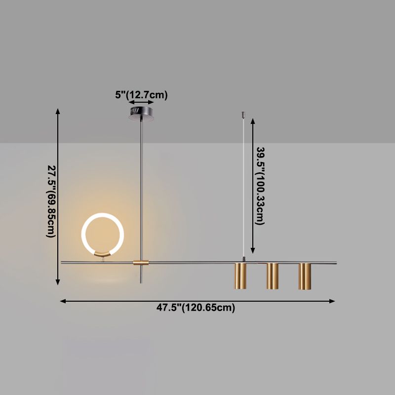 Iluminación de la isla geométrica Modernismo de lámpara de metal de metal para comedor de cocina