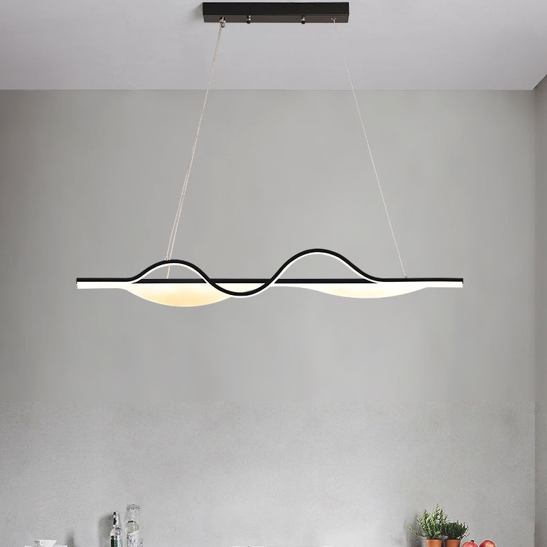 Modern Creative LED Pendant Light Metal Linear Island Light with Acrylic Shade