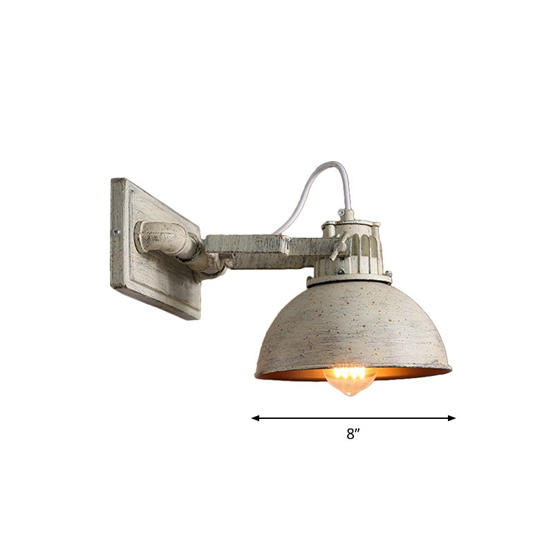 Dome Metal Wall Mount Sconce Antiqued 1 Head Living Room Adjustable Wall Light Fixture in White with Handle
