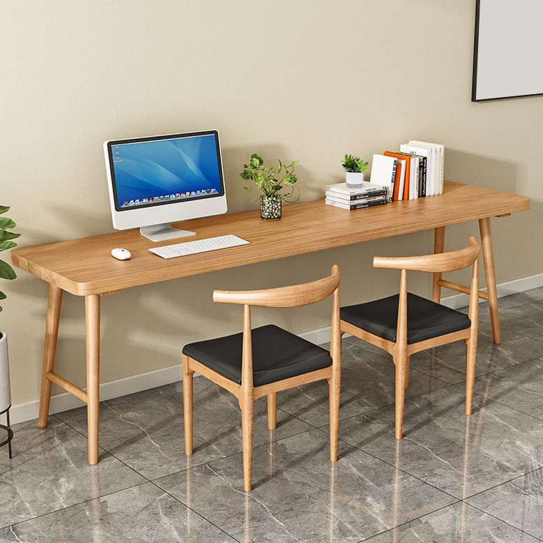 Modern Rectangular Writing Desk H-Shape Solid Wood Office Desk for Home