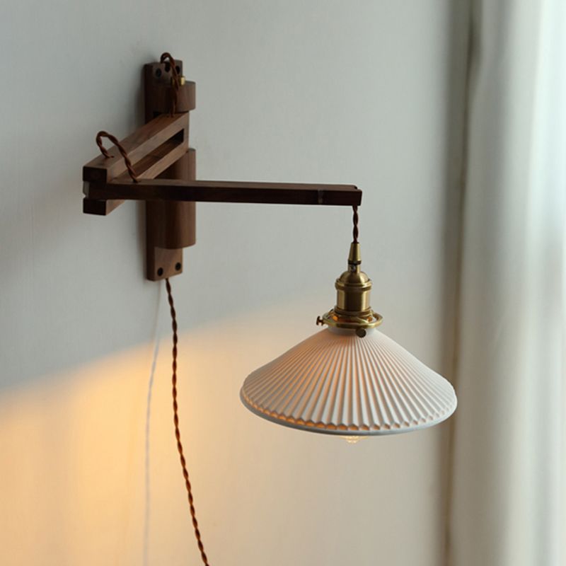 Moderner Stil ausgestellter Wandlampen Holz 1 Lichtwandbeleuchtung Armaturen