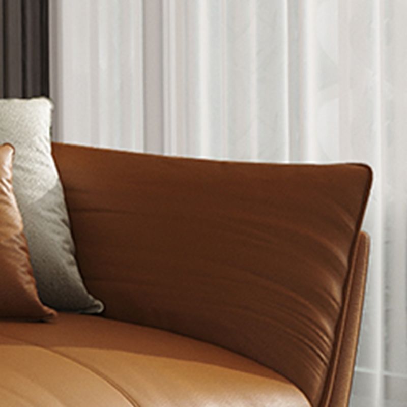 Contemporary Cushions Pillow Top Arm Living Room Genuine Leather Stationary Sofa