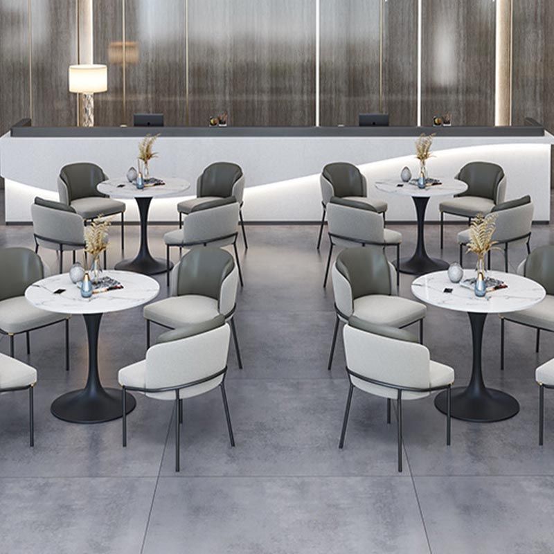 Metal Traditional Luxury Round Table with Tulip Base Sintered Stone Dining Table for Home