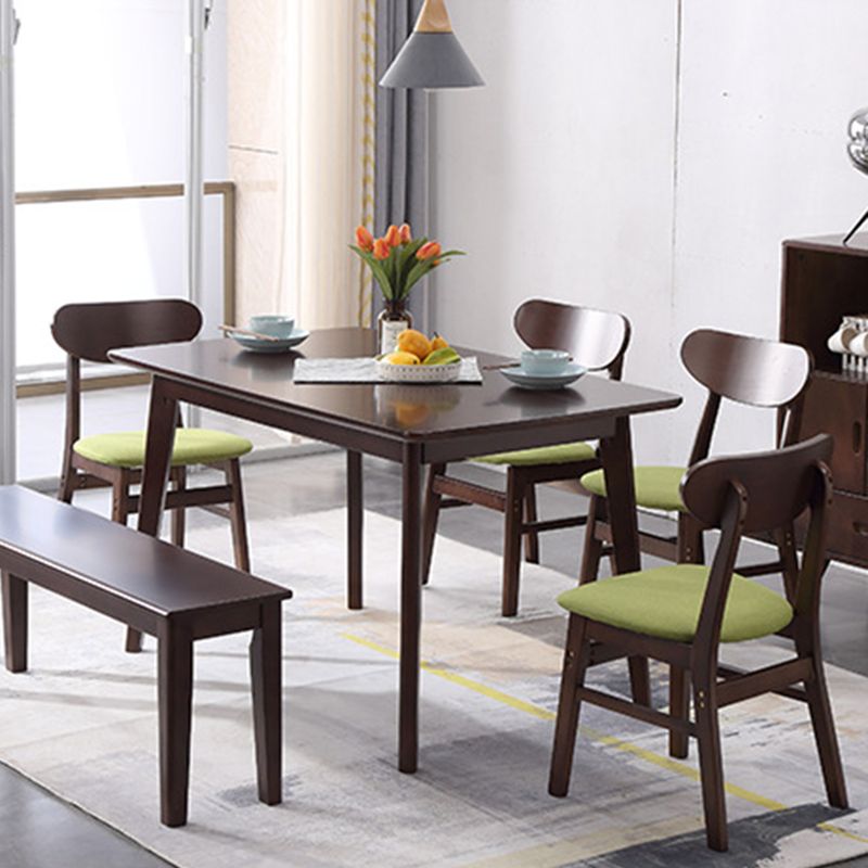 Traditional 1/2/5/6 Pieces Furniture Solid Wood Rectangle Dining Table Set in Brown