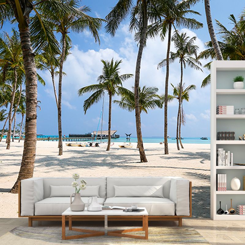 Environment Friendly Resistant Mural Wallpaper Recreational Beach Living Room Wall Mural