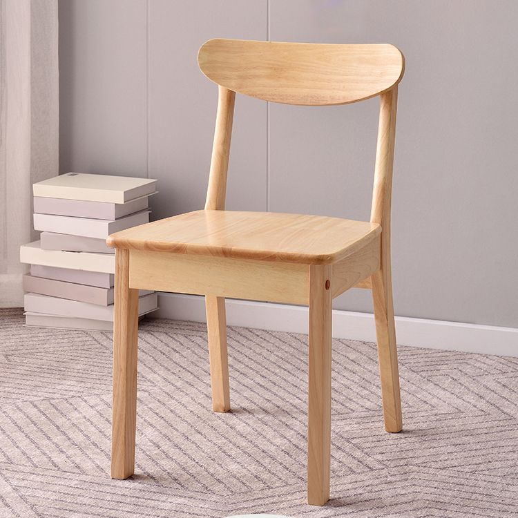 Chaise d'appoint scandinave à dossier ouvert en bois d'hévéa, chaise de salle à manger en bois naturel