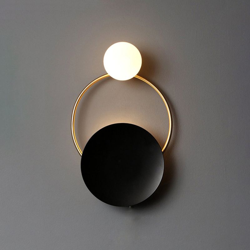 Lámpara de pared circular de hierro de pared de pared de 2 luces de lujo de lujo para espacios interiores