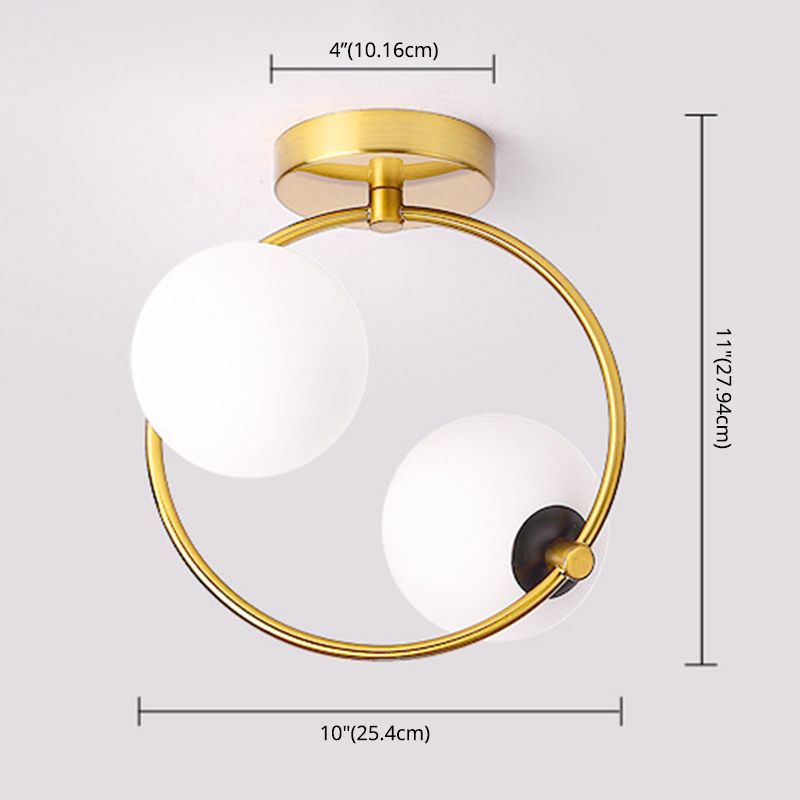 Moderno - Style Semiflush Mount Lighting White Circle Massimale Montato Fixture con vetro Shade