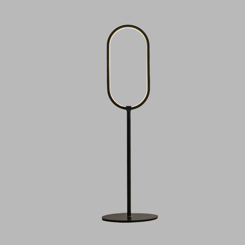 Luz de mesa de hierro de anillo ovalado lámpara de lectura de acabado negro led simple para sala de estudio para sala de estudio