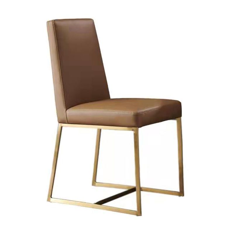 Leather Matte Finish Dining Chair Contemporary Home Solid Back Side Chair