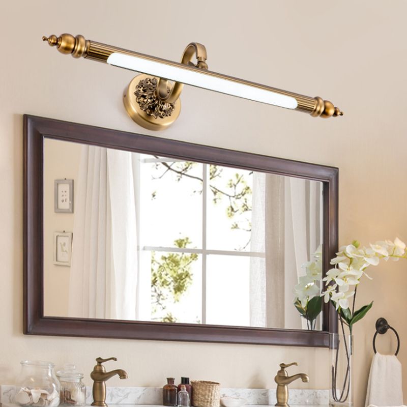 Finition en laiton lampe à paroi tubulaire moderniste de 20 "/ 24" de largeur de vanité en métal à LED en lumière chaude / blanche sur miroir