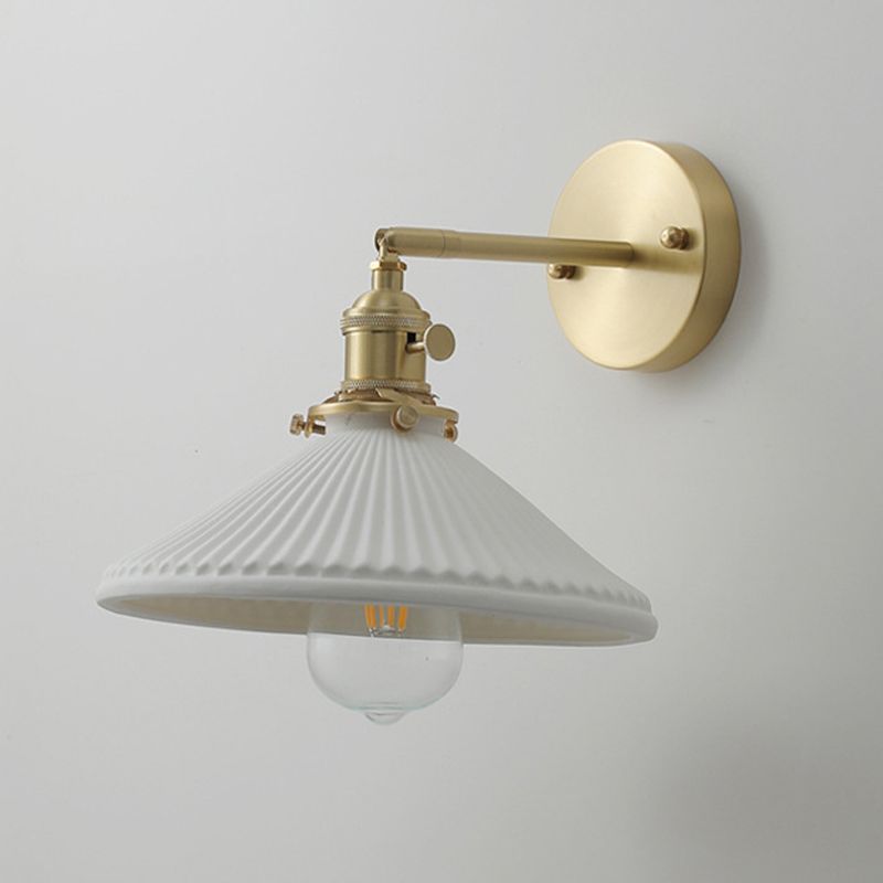 Industrial Style Tapered Shape Wall Sconce Ceramic 1 Sconce Light in White