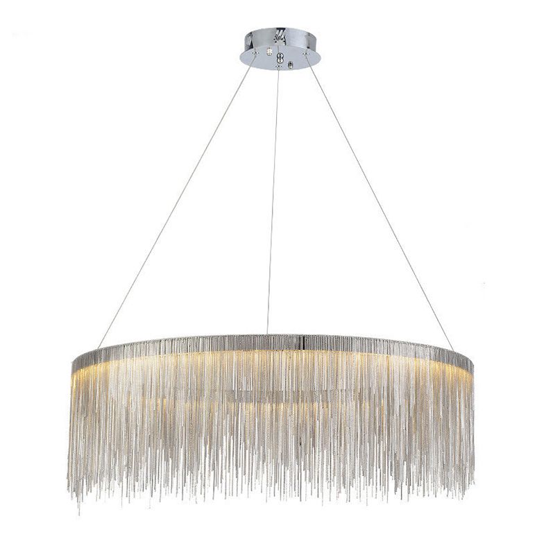 Round Metal Suspended Lighting Fixture Modern Style LED Chandelier Pendant Light