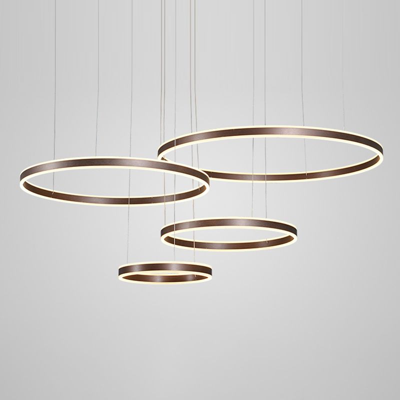 Coffee Rings Suspension Pendant Light Modern Style LED Metal Chandelier Pendant Light