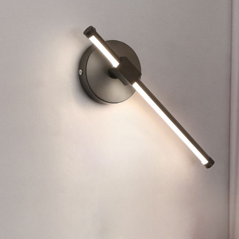 Acrylic Tube Wall Lamp Modernism LED Black Sconce Light Fixture with Circle Metal Backplate, Warm/White Light