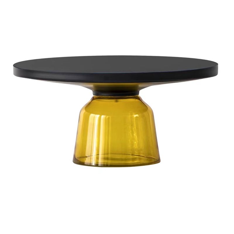 Pedestal Base Round Modern Style Glass Table with Coffee Table