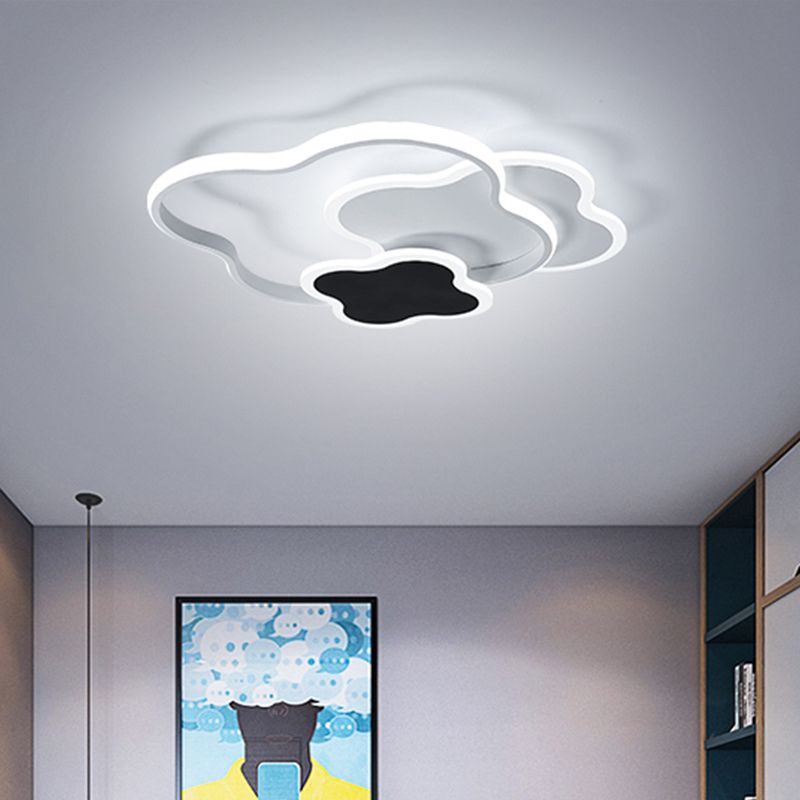 Geometric Acrylic Ceiling Light Simple Style Black-White LED Flush Mount Light in Warm/White Light, 18"/21.5" Wide