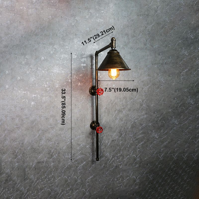 1 Lampada montata a parete di cono leggero in stile industriale in metallo sconce