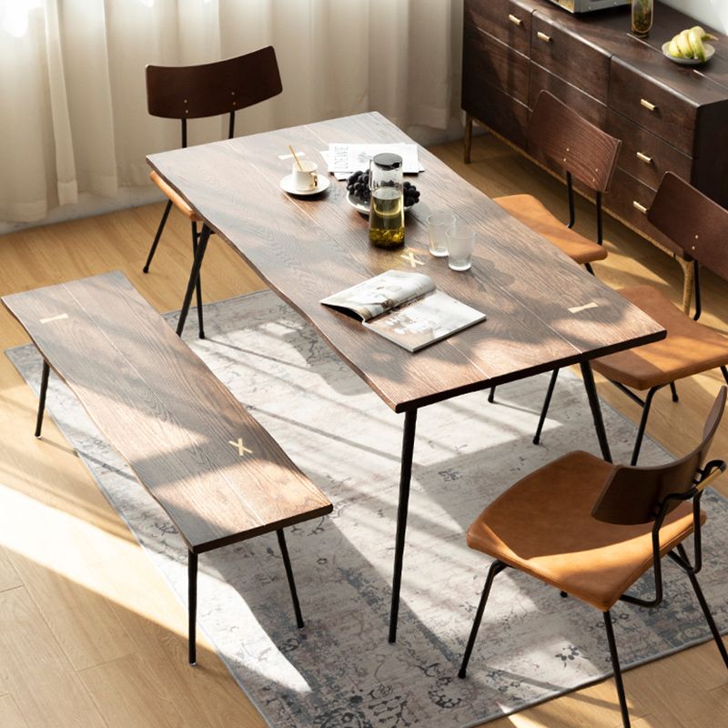 Industrial Dining Set 1/5/6/7 Pcs Solid Wood Dining Table and Armless Chairs