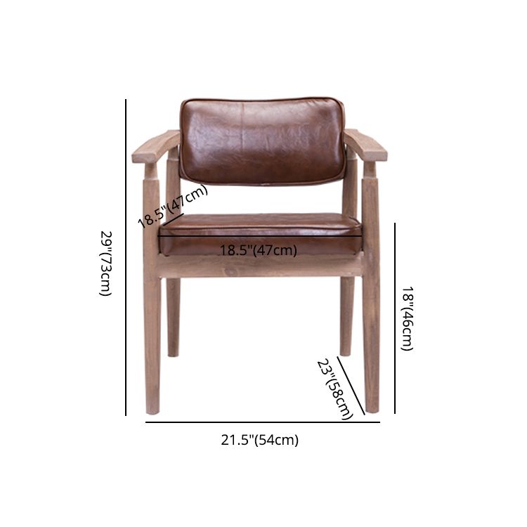 Country Style Dining Arm Chairs Open Back Leather Upholstered Armchair