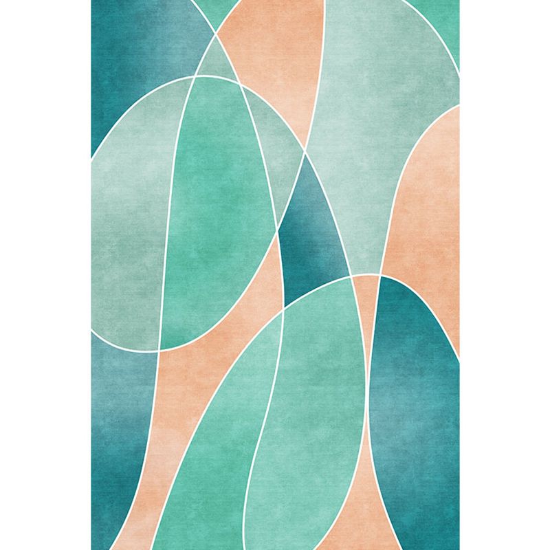 Minimalist Colorblock Rug Green Polyester Rug Washable Pet Friendly Non-Slip Area Rug for Living Room