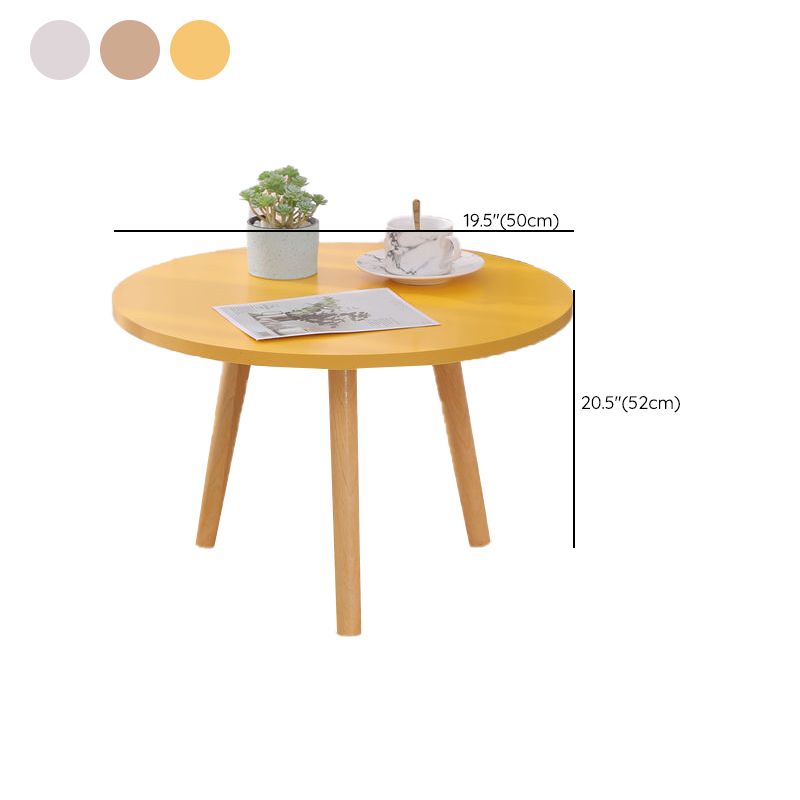 Modern 3 Leg Corner Table Round Solid Wood Side End Table for Living Room