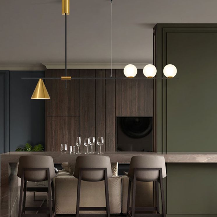 Moderno lampadario il lampadario lineare minimalista lampadario sferico a soffitto in vetro bianco