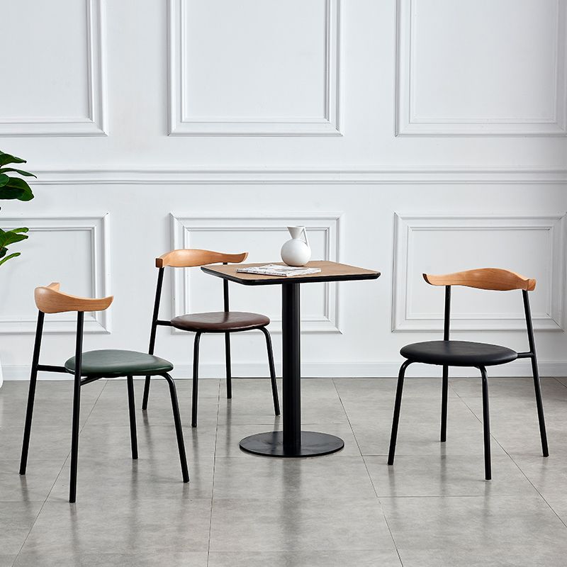 Contemporary Metal Dining Room Chairs Armless Open Back Dining Side Chair for Home Use