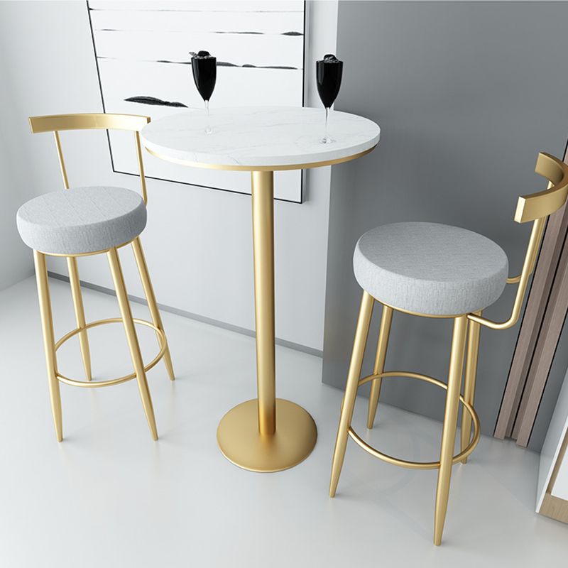 Metal Low Back Bar Stools Round Armless Dining Stools with Footrest