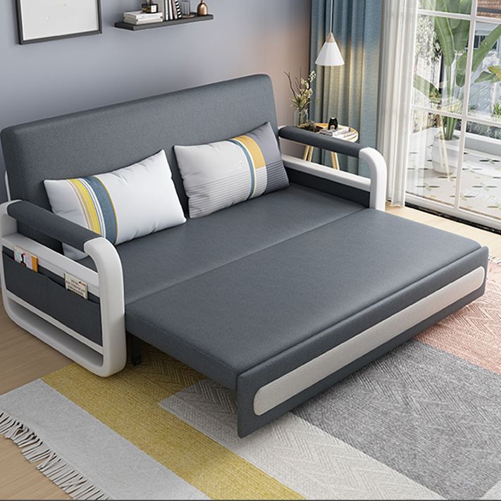 Deep Gray Faux leather Sofa Bed 33.46" Wide Square Arm Sleeper Sofa